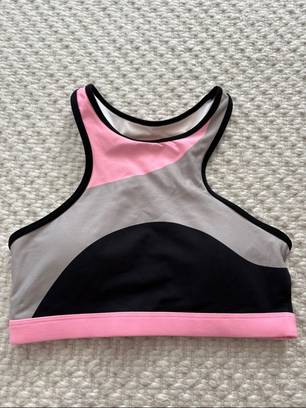 Lorna Jane Women's Pink & Gray High Neck Sports Bra S